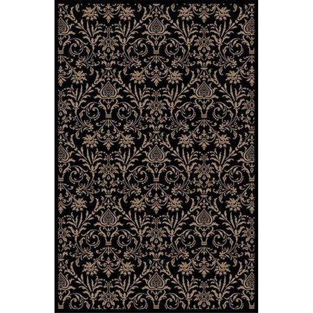 CONCORD GLOBAL 5 ft. 3 in. x 7 ft. 7 in. Jewel Damask - Black 49435